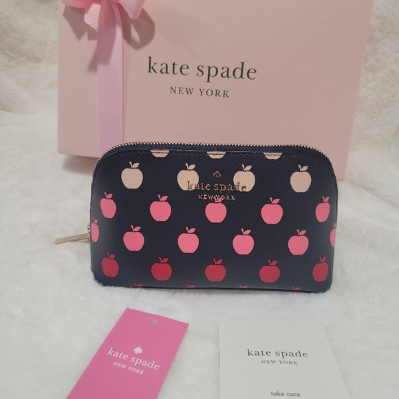 NWT Kate Spade Staci Small Red Apples Cosmetic Case MULTI - Picture 7 of 9